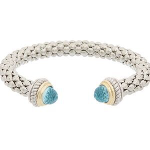 BLUE TOPAZ SET IN POPCORN CUFF